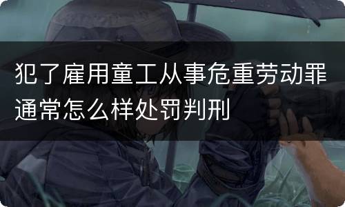 犯了雇用童工从事危重劳动罪通常怎么样处罚判刑