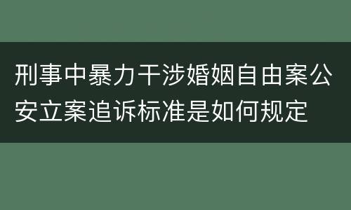 刑事中暴力干涉婚姻自由案公安立案追诉标准是如何规定