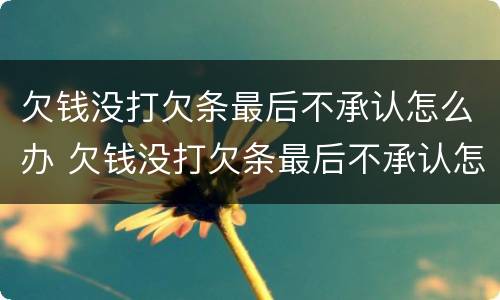 欠钱没打欠条最后不承认怎么办 欠钱没打欠条最后不承认怎么办理