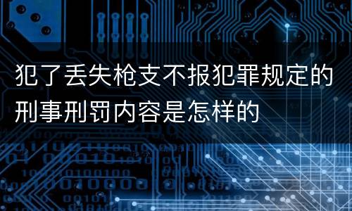 犯了丢失枪支不报犯罪规定的刑事刑罚内容是怎样的