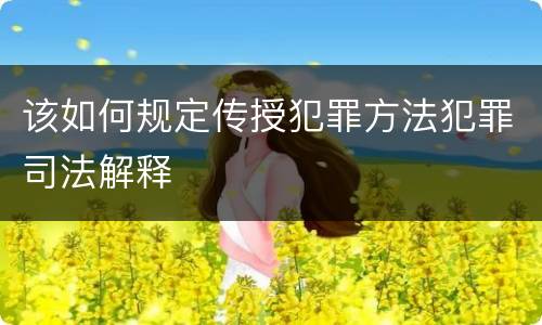 该如何规定传授犯罪方法犯罪司法解释