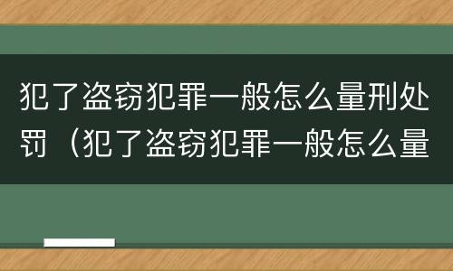 犯了盗窃犯罪一般怎么量刑处罚（犯了盗窃犯罪一般怎么量刑处罚多少钱）
