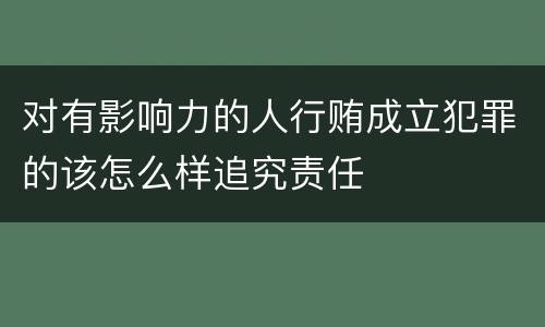 对有影响力的人行贿成立犯罪的该怎么样追究责任
