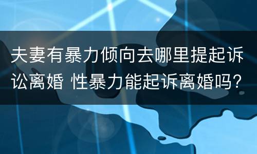 夫妻有暴力倾向去哪里提起诉讼离婚 性暴力能起诉离婚吗?