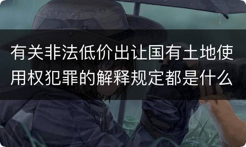 有关非法低价出让国有土地使用权犯罪的解释规定都是什么
