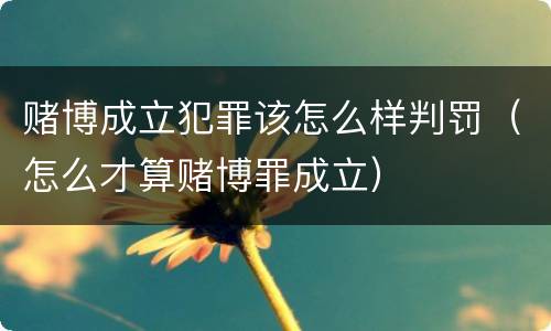 赌博成立犯罪该怎么样判罚（怎么才算赌博罪成立）