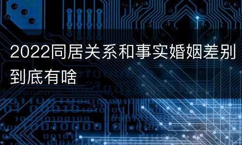 2022同居关系和事实婚姻差别到底有啥