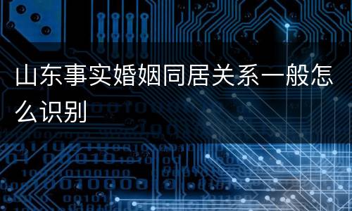 山东事实婚姻同居关系一般怎么识别