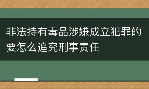 非法持有毒品涉嫌成立犯罪的要怎么追究刑事责任