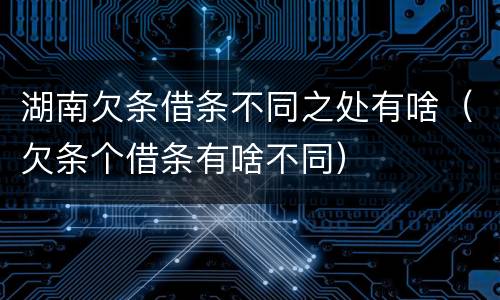湖南欠条借条不同之处有啥（欠条个借条有啥不同）