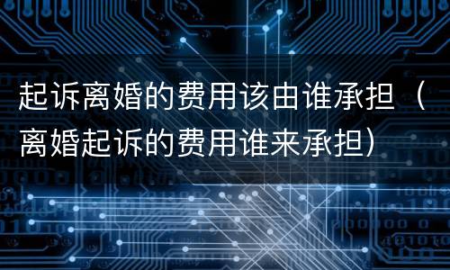 起诉离婚的费用该由谁承担（离婚起诉的费用谁来承担）