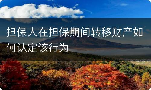 担保人在担保期间转移财产如何认定该行为
