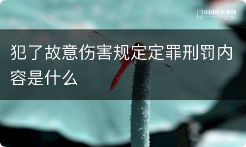 犯了故意伤害规定定罪刑罚内容是什么