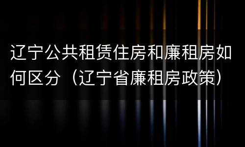 辽宁公共租赁住房和廉租房如何区分（辽宁省廉租房政策）