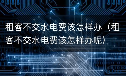 租客不交水电费该怎样办（租客不交水电费该怎样办呢）