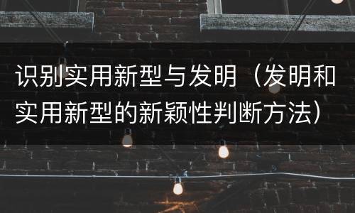 识别实用新型与发明（发明和实用新型的新颖性判断方法）