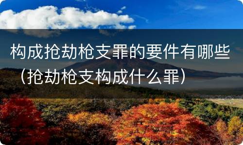 构成抢劫枪支罪的要件有哪些（抢劫枪支构成什么罪）