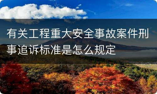 有关工程重大安全事故案件刑事追诉标准是怎么规定