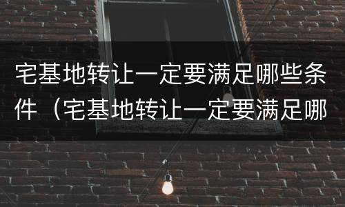 宅基地转让一定要满足哪些条件（宅基地转让一定要满足哪些条件呢）