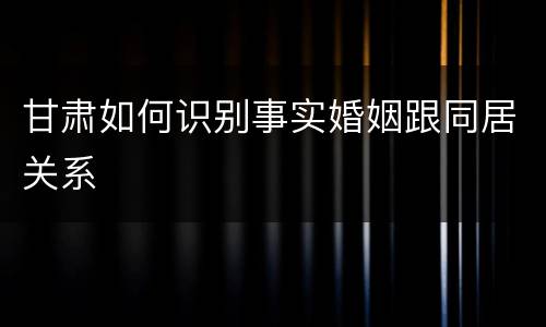 甘肃如何识别事实婚姻跟同居关系