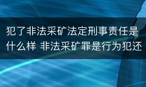 犯了非法采矿法定刑事责任是什么样 非法采矿罪是行为犯还是结果犯