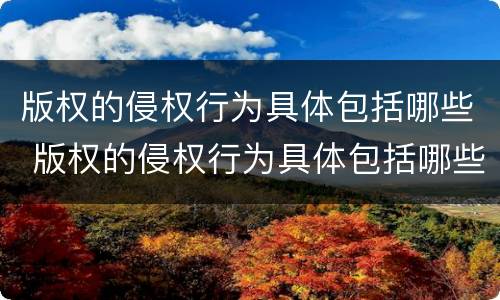 版权的侵权行为具体包括哪些 版权的侵权行为具体包括哪些类型