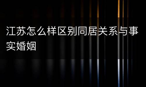 江苏怎么样区别同居关系与事实婚姻