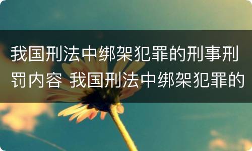 我国刑法中绑架犯罪的刑事刑罚内容 我国刑法中绑架犯罪的刑事刑罚内容是