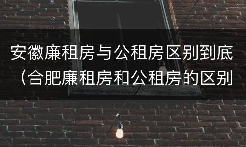 安徽廉租房与公租房区别到底（合肥廉租房和公租房的区别）