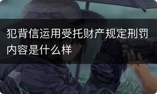 犯背信运用受托财产规定刑罚内容是什么样