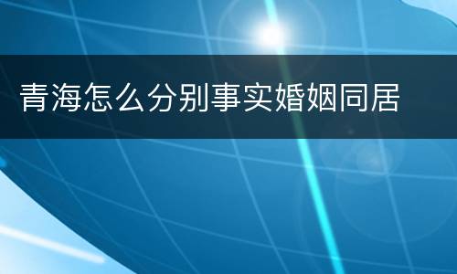 青海怎么分别事实婚姻同居
