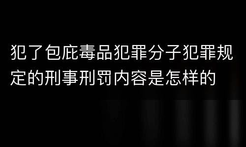犯了包庇毒品犯罪分子犯罪规定的刑事刑罚内容是怎样的