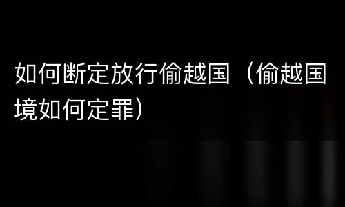 如何断定放行偷越国（偷越国境如何定罪）