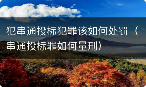 犯串通投标犯罪该如何处罚（串通投标罪如何量刑）