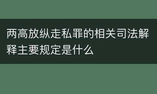 两高放纵走私罪的相关司法解释主要规定是什么