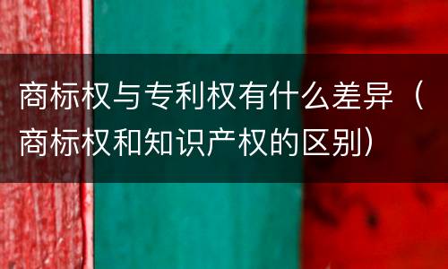 商标权与专利权有什么差异（商标权和知识产权的区别）