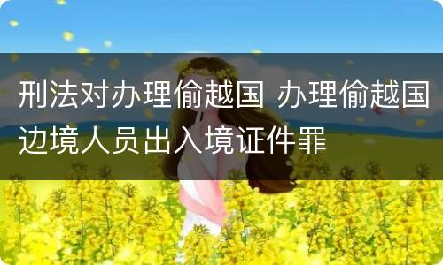 刑法对办理偷越国 办理偷越国边境人员出入境证件罪