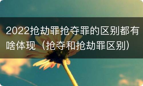 2022抢劫罪抢夺罪的区别都有啥体现（抢夺和抢劫罪区别）