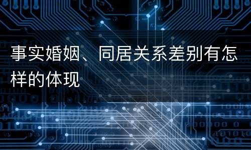 事实婚姻、同居关系差别有怎样的体现
