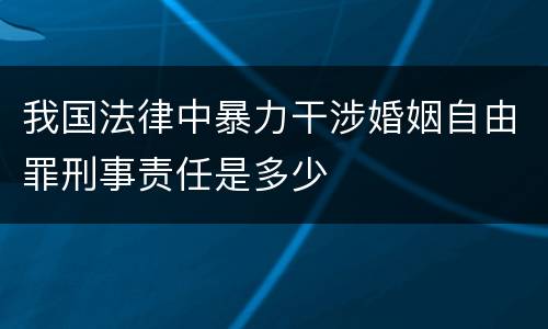 我国法律中暴力干涉婚姻自由罪刑事责任是多少