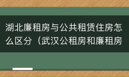 湖北廉租房与公共租赁住房怎么区分（武汉公租房和廉租房）