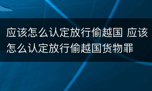 应该怎么认定放行偷越国 应该怎么认定放行偷越国货物罪
