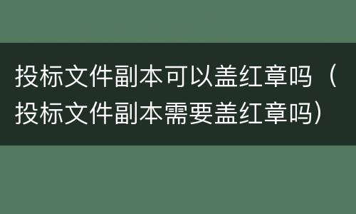 投标文件副本可以盖红章吗（投标文件副本需要盖红章吗）