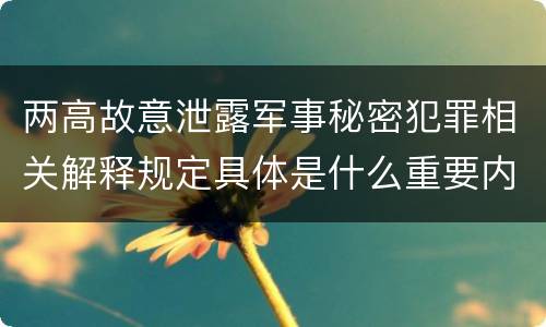 两高故意泄露军事秘密犯罪相关解释规定具体是什么重要内容