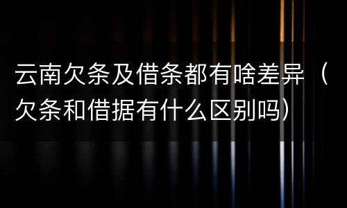 云南欠条及借条都有啥差异（欠条和借据有什么区别吗）