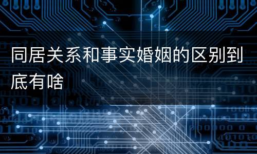 同居关系和事实婚姻的区别到底有啥