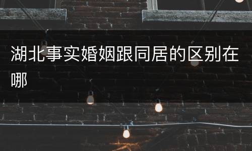 湖北事实婚姻跟同居的区别在哪