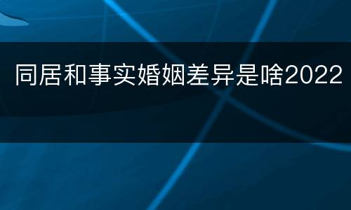 同居和事实婚姻差异是啥2022