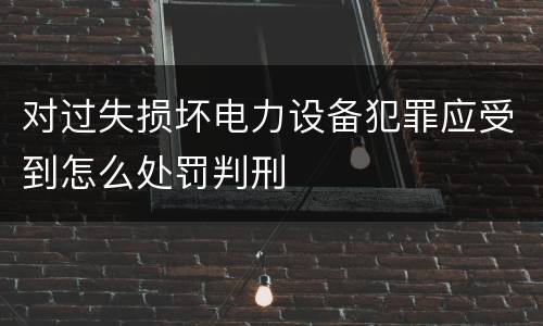 对过失损坏电力设备犯罪应受到怎么处罚判刑