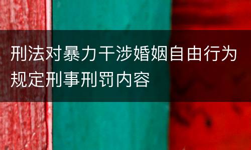 刑法对暴力干涉婚姻自由行为规定刑事刑罚内容